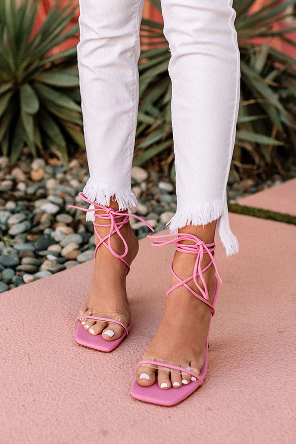 The Esley Lace Up Heel In Pink - Image 4