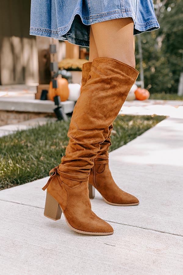 The Evelyn Faux Suede Knee High Boot In Brown - Image 3