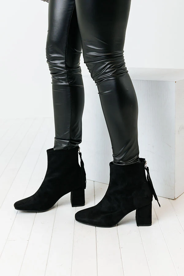 The Fabina Faux Suede Bootie In Black - Image 5
