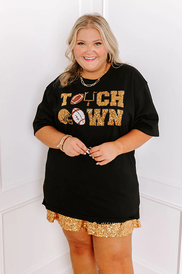 The Final Touch Down Sequin Oversized Tee in Black Curves - Image 3