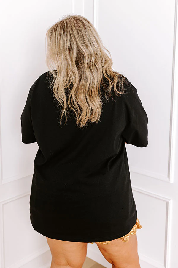 The Final Touch Down Sequin Oversized Tee in Black Curves - Image 4