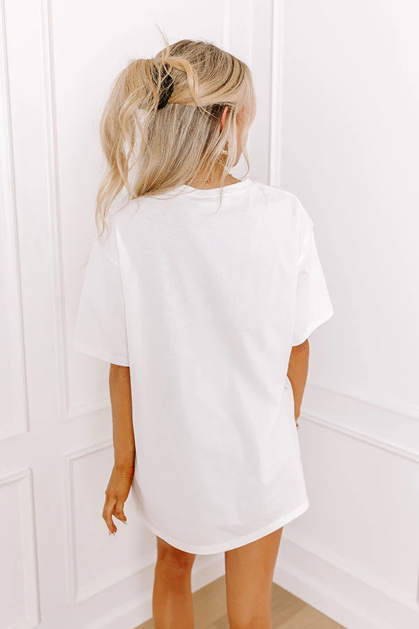 The Final Touch Down Sequin Oversized Tee in White - Image 3