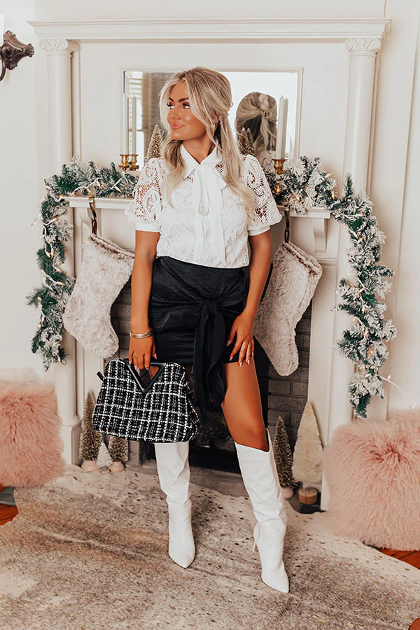 The Floriana Front Tie Skirt In Black - Image 4