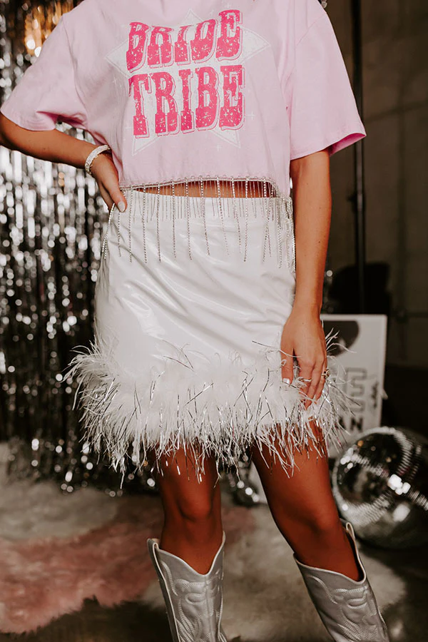 The Freesia Patent Feather Skirt In White - Image 2