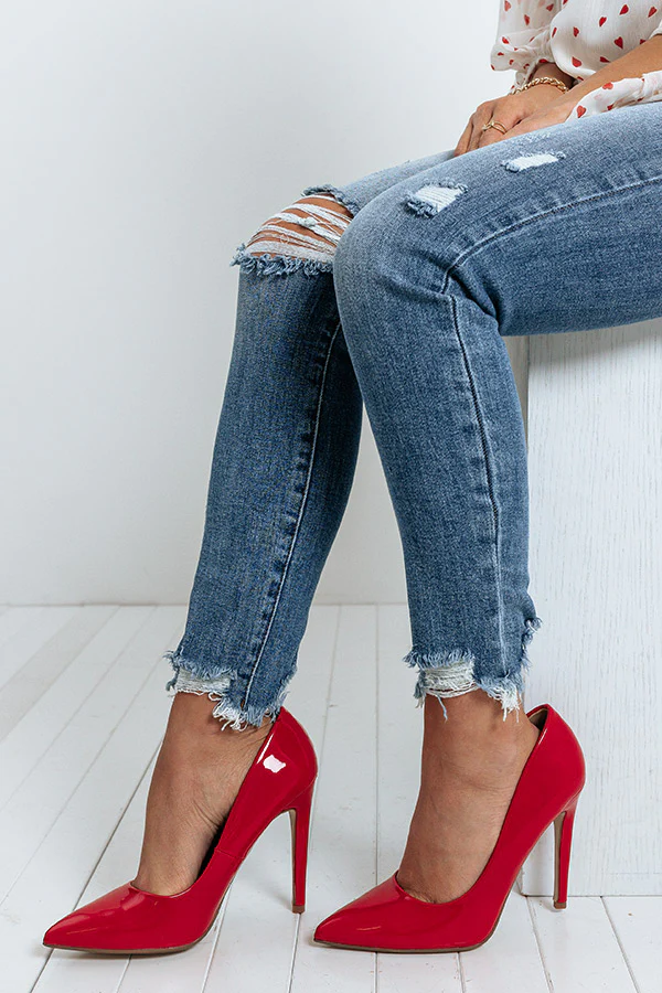 The Galilea Patent Heel In Red - Image 3
