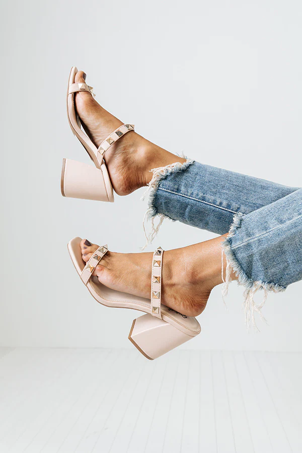 The Gianna Studded Faux Leather Heel In Natural - Image 2