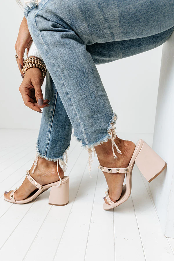 The Gianna Studded Faux Leather Heel In Natural - Image 4