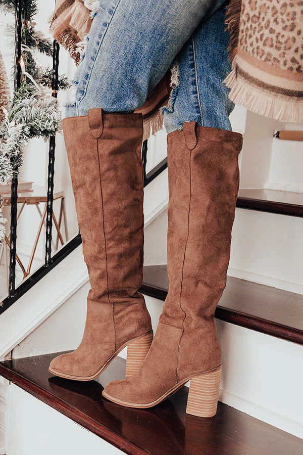 The Gracelynn Faux Suede Thigh High Boot In Mocha - Image 2