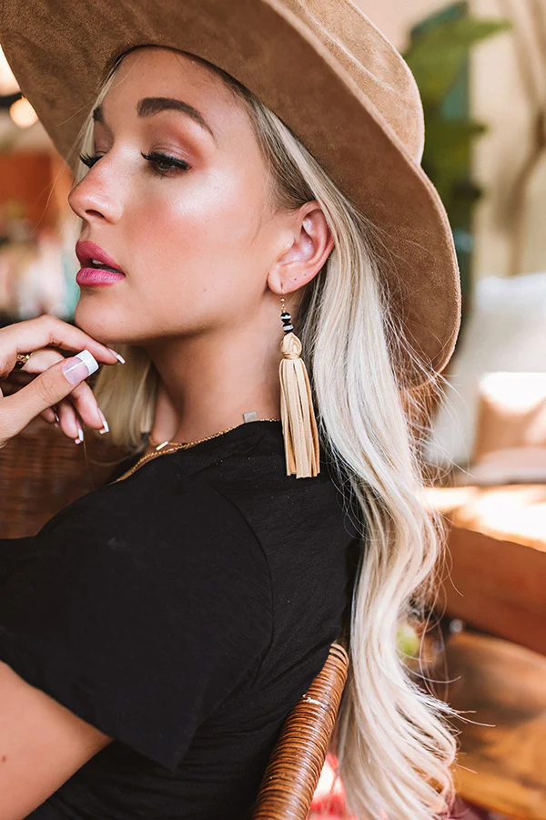 20-58 The Harper Tassel Earrings in Beige