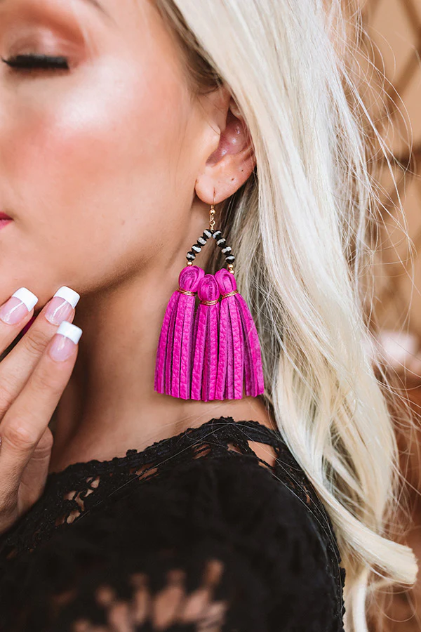 The Havana Tassel Earrings in Hibiscus - Image 2