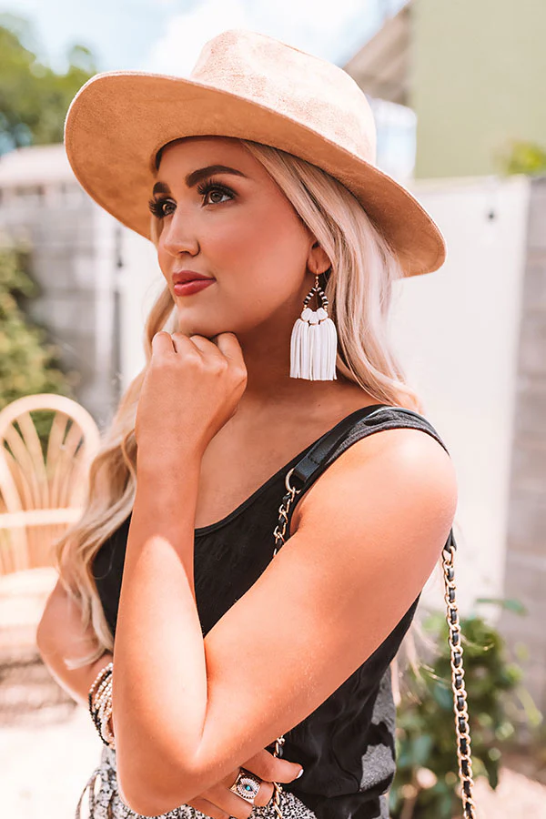 The Havana Tassel Earrings in White - Image 3