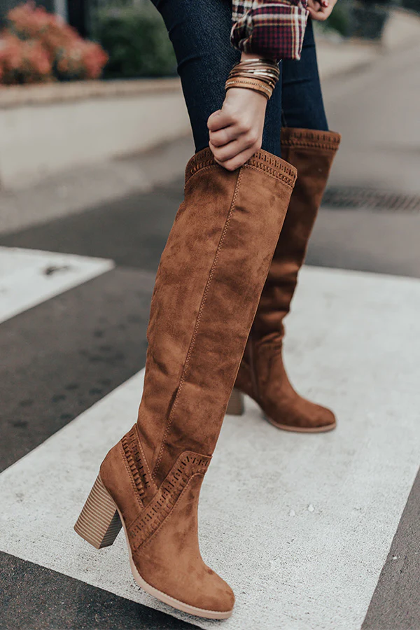 The Haven Faux Suede Knee High Boot in Chocolate - Image 2