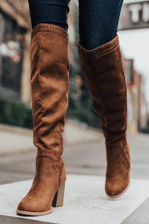 The Haven Faux Suede Knee High Boot in Chocolate - Image 3