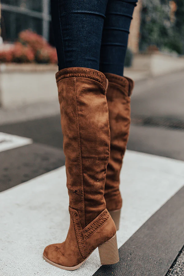 The Haven Faux Suede Knee High Boot in Chocolate - Image 4