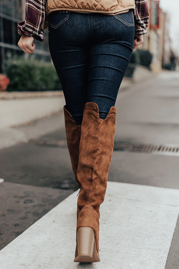 The Haven Faux Suede Knee High Boot in Chocolate - Image 5