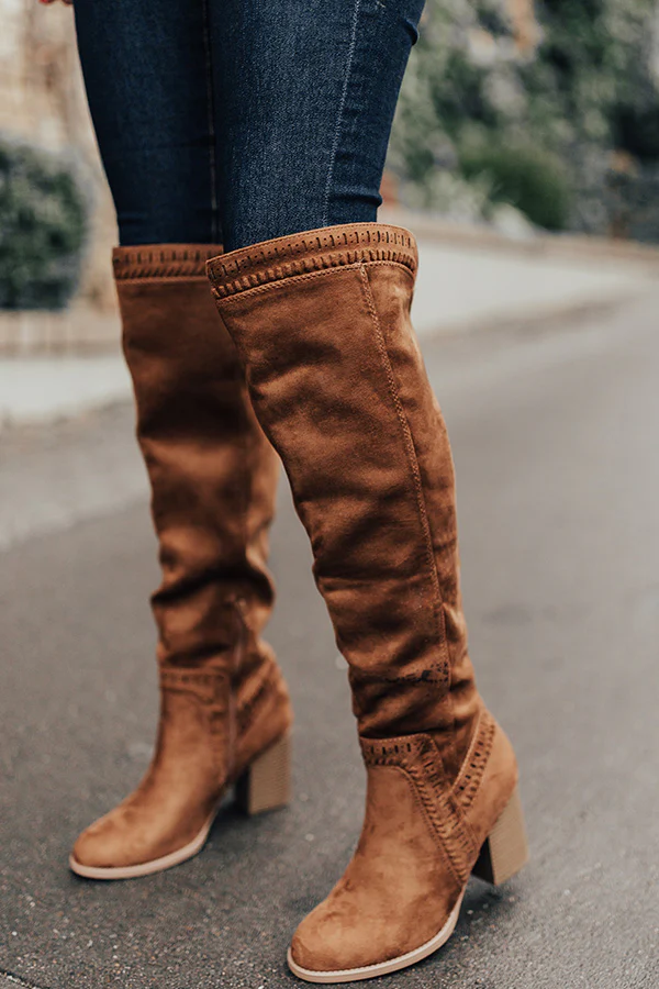 The Haven Faux Suede Knee High Boot in Chocolate - Image 6