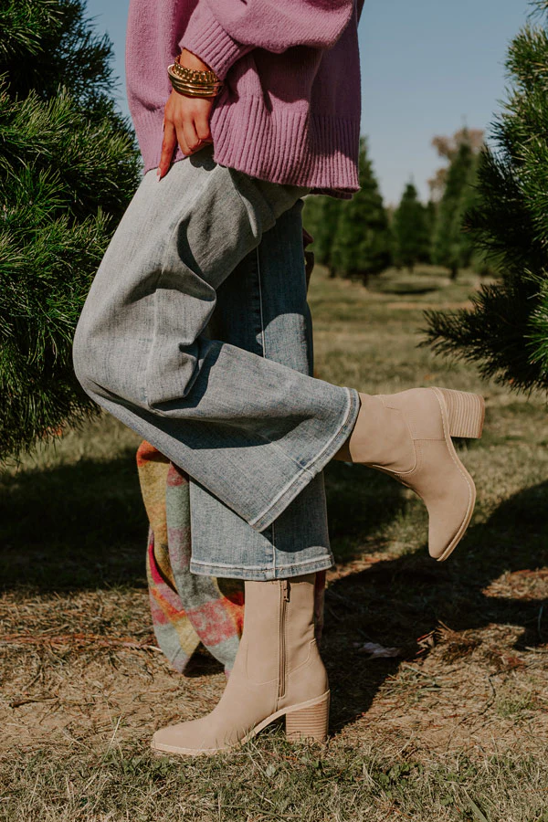 The Issey Faux Nubuck Boot In Taupe - Image 2