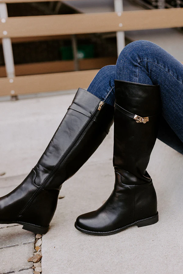 The Jake Faux Leather Knee High Boot In Black - Image 2