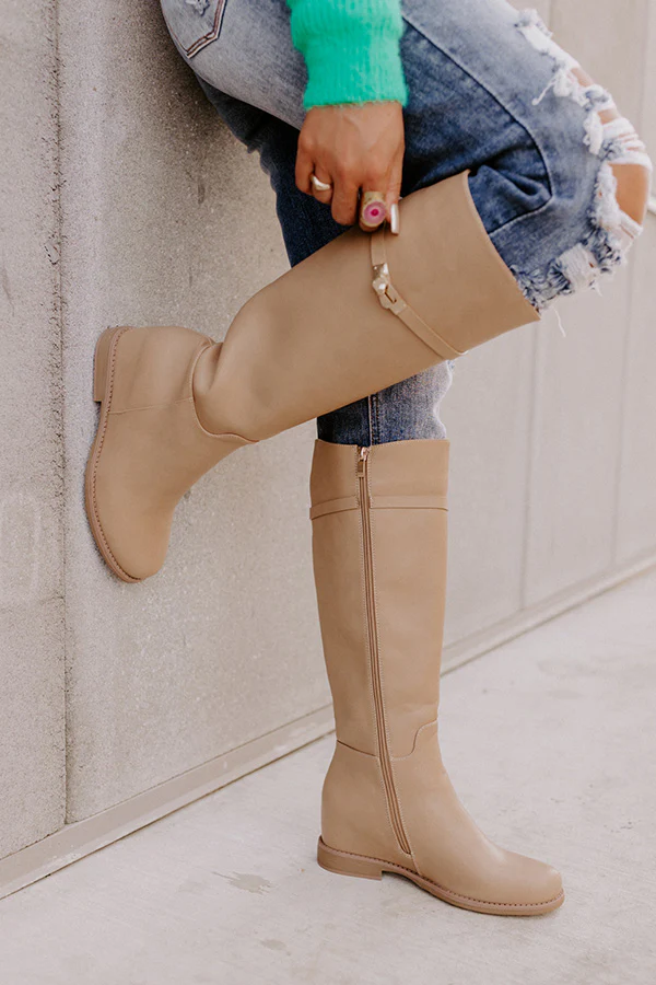 The Jake Faux Leather Knee High Boot In Iced Latte - Image 3
