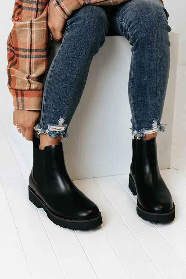 The Jaxon Faux Leather Boot in Black - Image 3