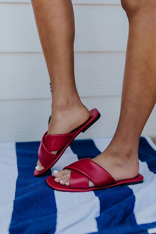 The Juanita Faux Leather Sandal In Red - Image 4