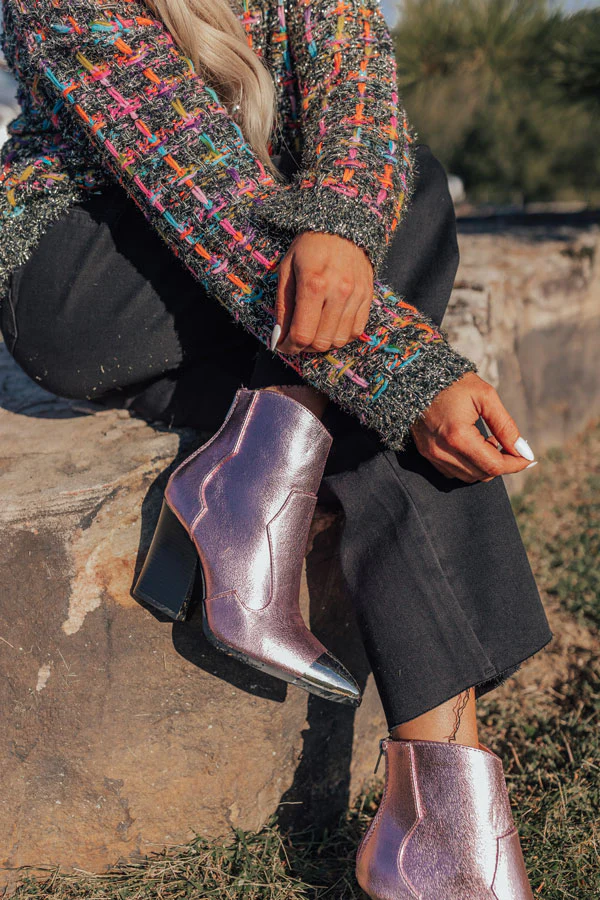 The Kaylie Metallic Bootie In Pink - Image 6