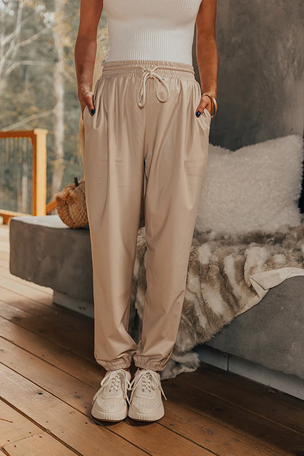 The Kennedy High Waist Faux Leather Joggers - Image 3