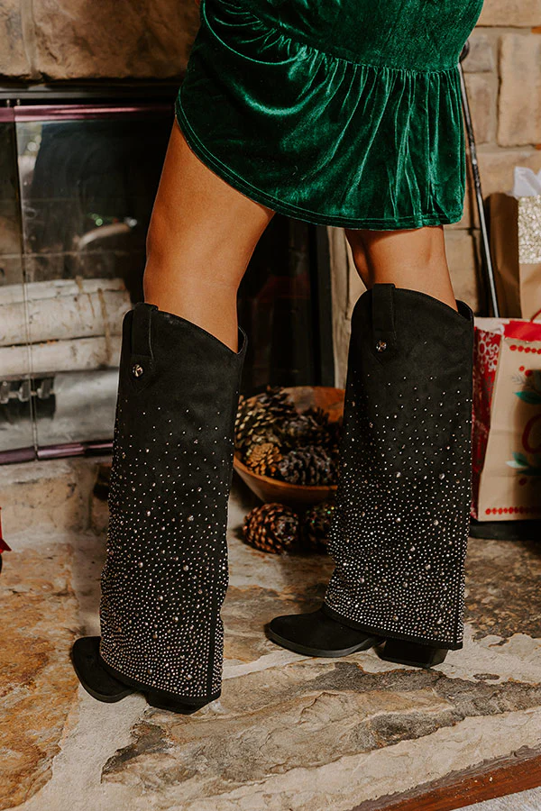 The Kenzo Embellished Denim Cowboy Boot In Black - Image 3