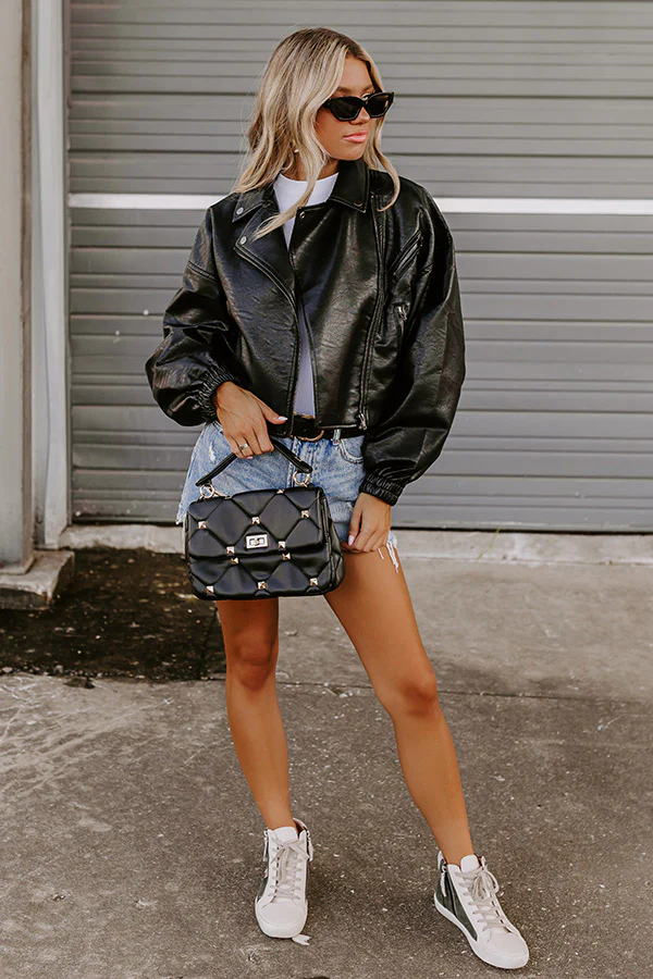 The Koty Faux Leather Jacket In Black