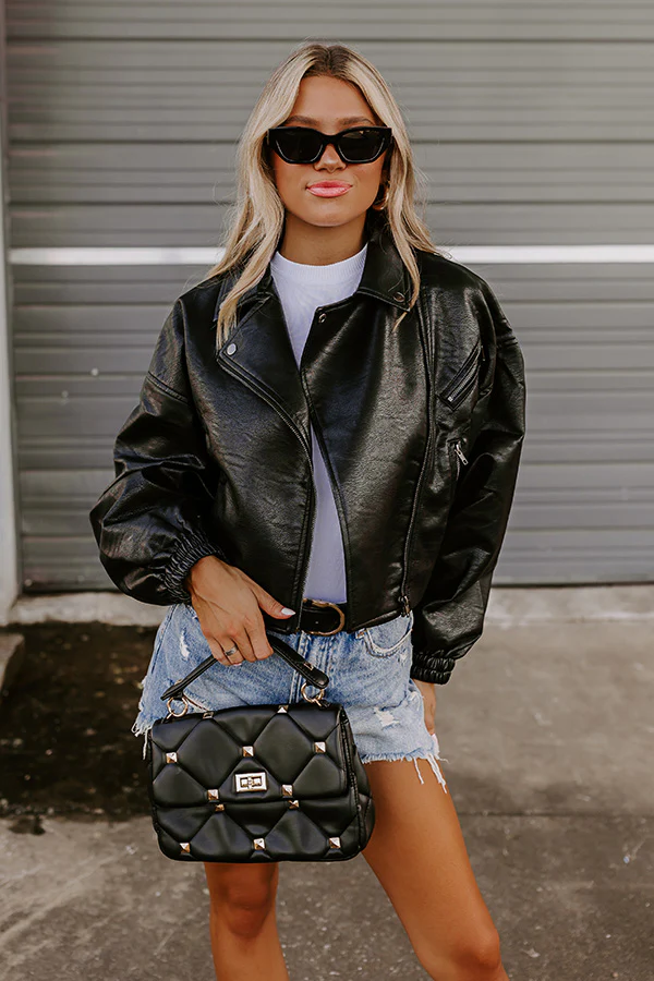 The Koty Faux Leather Jacket In Black - Image 2