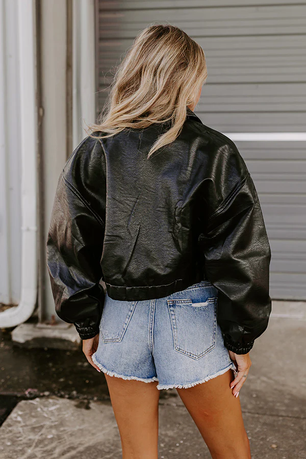 The Koty Faux Leather Jacket In Black - Image 3