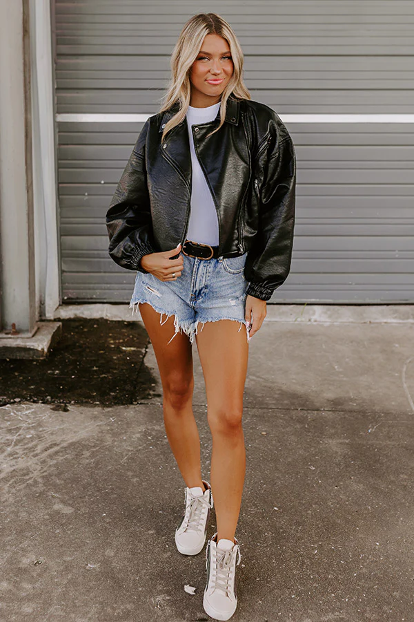 The Koty Faux Leather Jacket In Black - Image 4