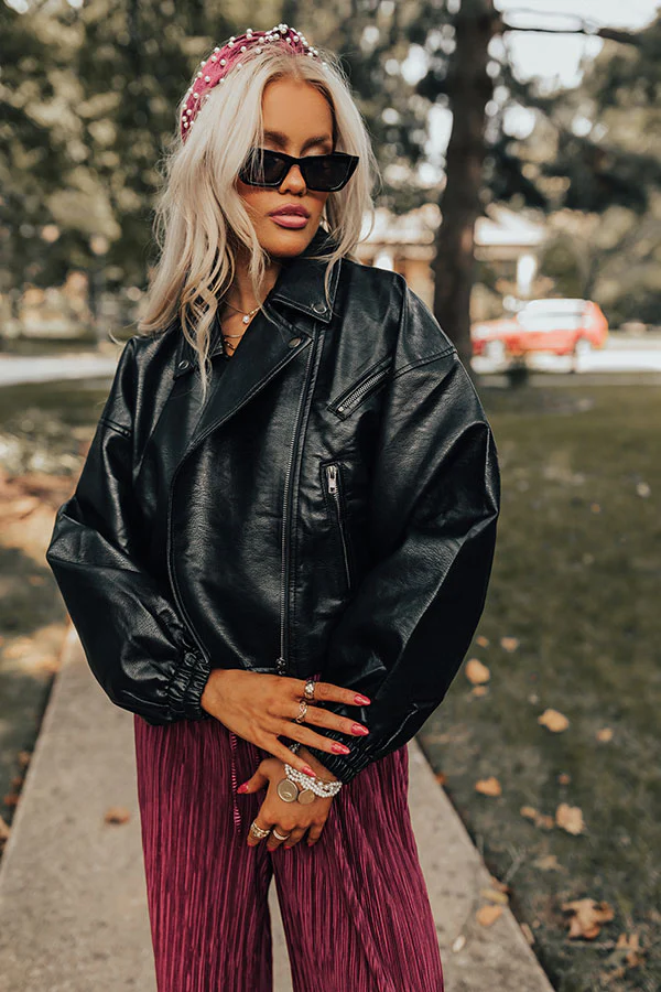 The Koty Faux Leather Jacket In Black - Image 7