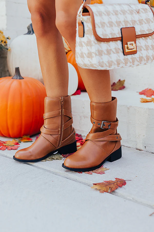 The Kristen Faux Leather Boot In Camel - Image 2
