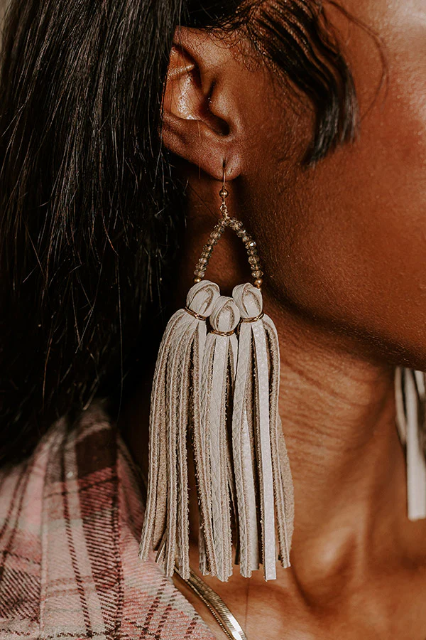 The Laguna Long Tassel Earrings in Smoky Quartz - Image 2