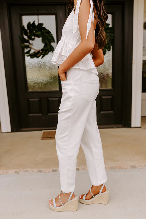 The Lari High Waist Button Up Trousers in Ivory - Image 3
