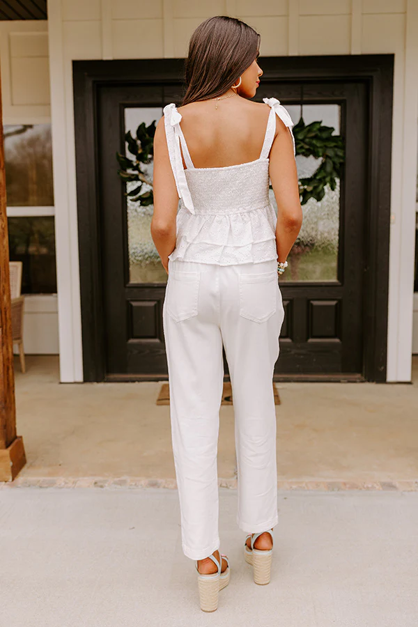 The Lari High Waist Button Up Trousers in Ivory - Image 4
