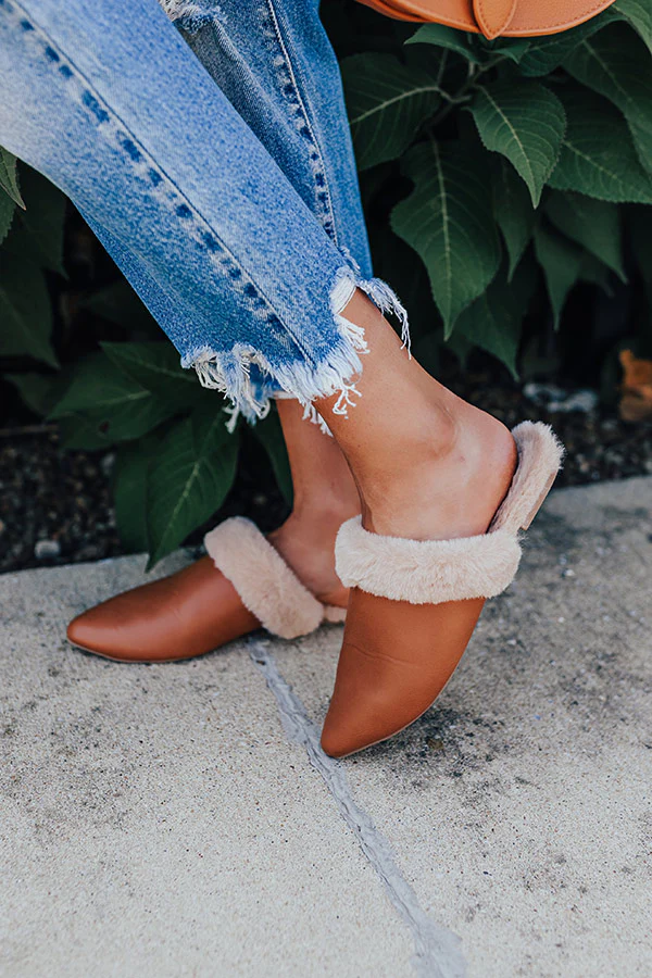 The Lily Faux Leather Flat In Camel - Image 3