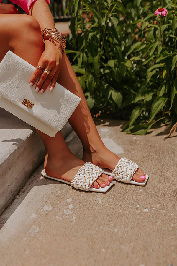 The Lizabeth Faux Leather Braided Sandal In Ivory