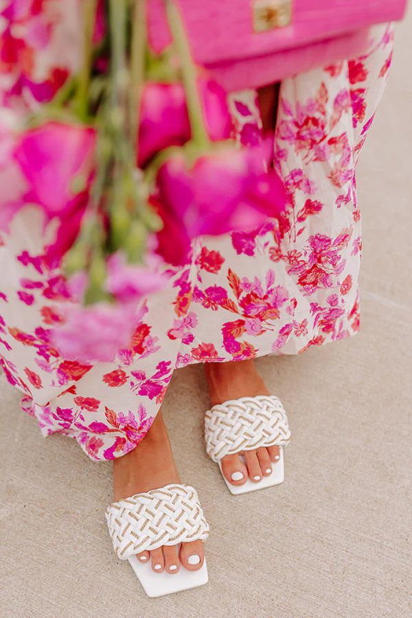 The Lizabeth Faux Leather Braided Sandal In Ivory - Image 2