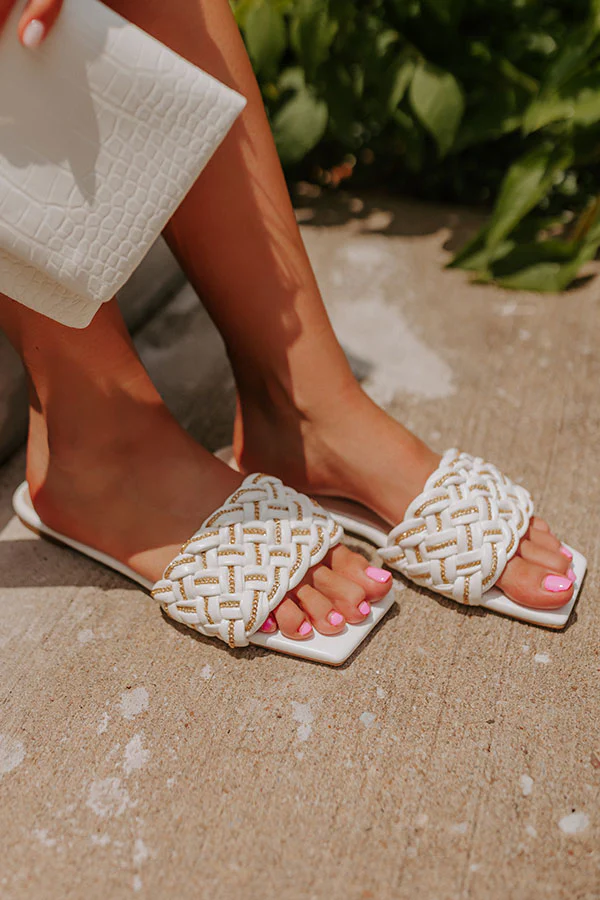 The Lizabeth Faux Leather Braided Sandal In Ivory - Image 5