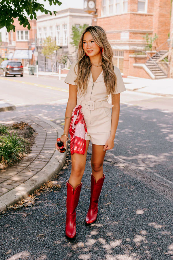 The Lockwood Faux Leather Cowboy Boot In Red - Image 2