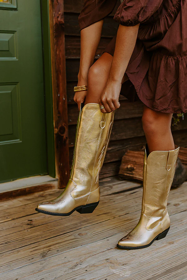 The Lockwood Metallic Cowboy Boot in Gold - Image 3