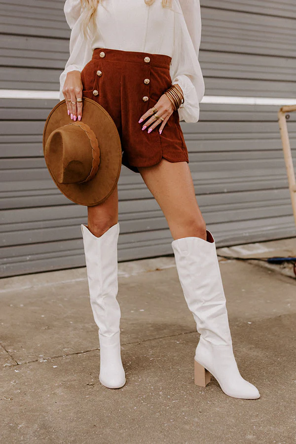The Lucas Faux Leather Knee High Boot in White - Image 3