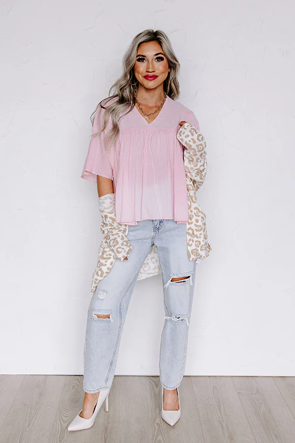 The Lucky One Babydoll Top In Pink - Image 8