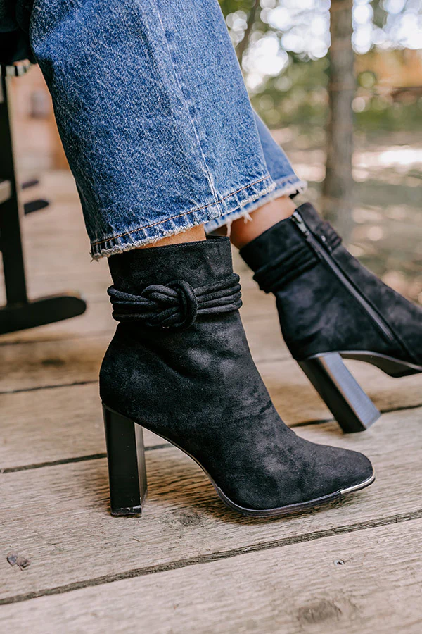 The Luna Faux Suede Bootie In Black - Image 2