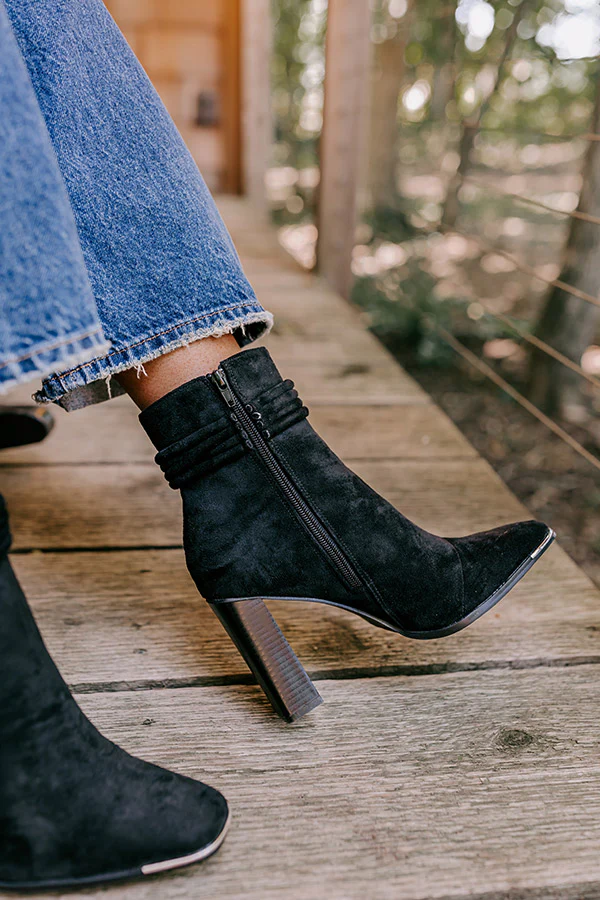 The Luna Faux Suede Bootie In Black - Image 3