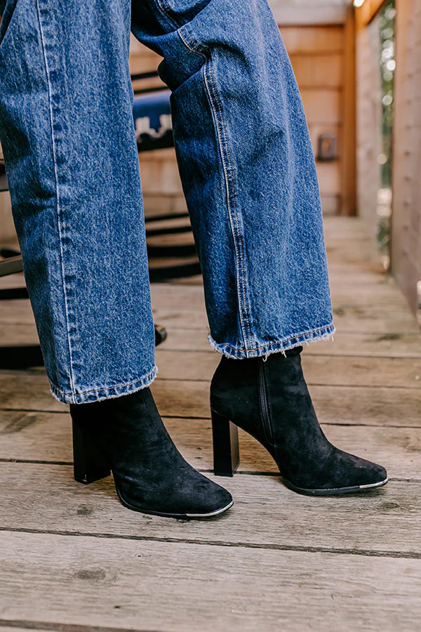 The Luna Faux Suede Bootie In Black - Image 4