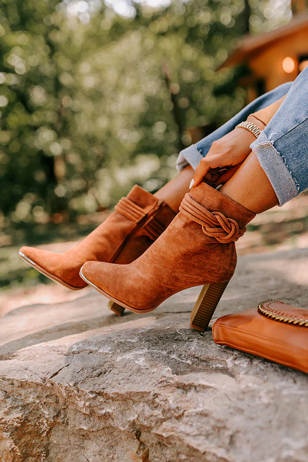 The Luna Faux Suede Bootie In Brown - Image 2