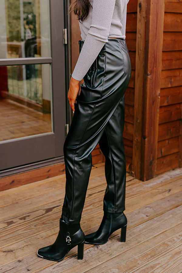 The Luna High Waist Faux Leather Trousers In Black - Image 3